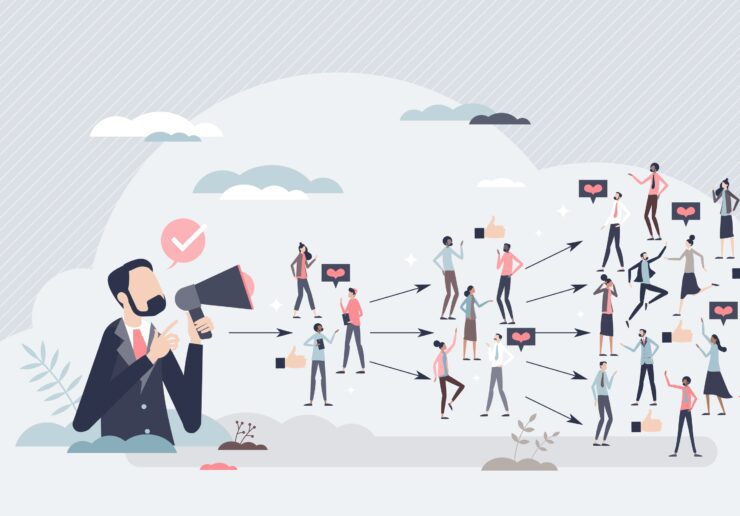 Viral,Marketing,Campaign,With,Influencer,Social,Impact,Tiny,Person,Concept.